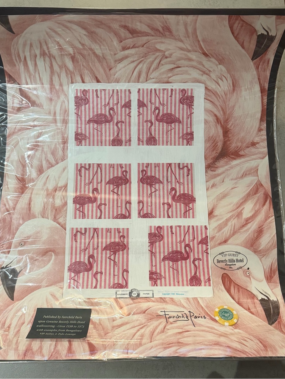 Fairchild Paris Beverly Hills Hotel Pink Flamingo Bungalow Wallpaper circa 1938